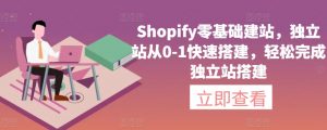 Shopify零基础建站,独立站从0-1快速搭建,轻松完成独立站搭建-优品网赚资源库