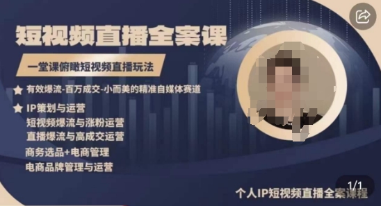 高品质IP短视频直播全案课程，一堂课俯瞰短视频直播玩法-优品网赚资源库