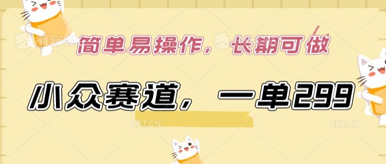 小众赛道，一单299.简单易操作，长期可做【揭秘】-优品网赚资源库