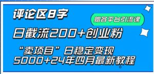 抖音评论区8字日截流200+创业粉 “卖项目”日稳定变现5000+【揭秘】-优品网赚资源库