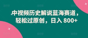 中视频历史解说蓝海赛道，轻松过原创，日入 800+【揭秘】-优品网赚资源库