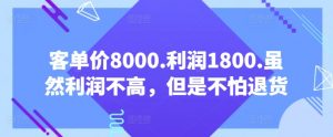 客单价8000.利润1800.虽然利润不高，但是不怕退货【付费文章】-优品网赚资源库