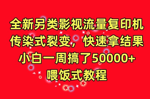 全新另类影视流量复印机，传染式裂变，快速拿结果，小白一周搞了50000+，喂饭式教程【揭秘】-优品网赚资源库
