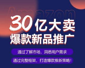 亚马逊·30亿大卖爆款新品推广，可复制、全程案例实操的爆款推新SOP-优品网赚资源库