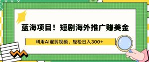 蓝海项目!短剧海外推广赚美金，利用AI混剪视频，轻松日入300+【揭秘】-优品网赚资源库