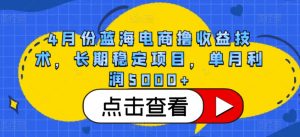 4月份蓝海电商撸收益技术，长期稳定项目，单月利润5000+【揭秘】-优品网赚资源库