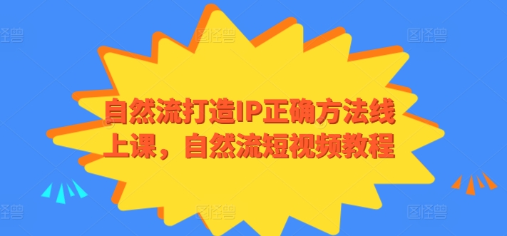 自然流打造IP正确方法线上课,自然流短视频教程-优品网赚资源库