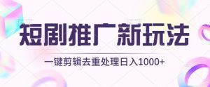短剧推广新玩法，不剪辑，工具助力一键过原创，日入1000+【揭秘】-优品网赚资源库
