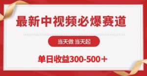 最新中视频必爆赛道，当天做当天起，单日收益300-500+【揭秘】-优品网赚资源库