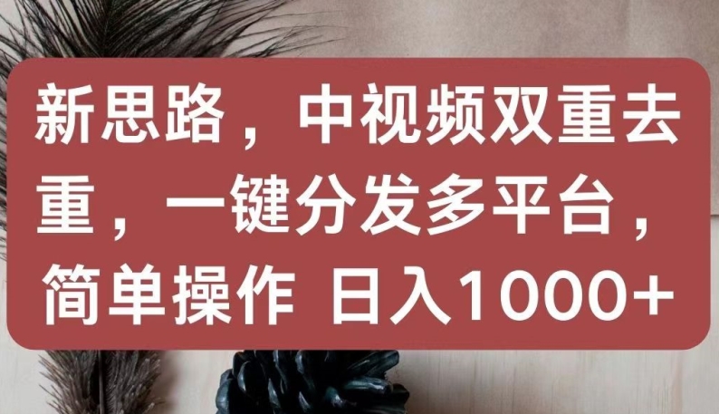 新思路，中视频双重去重，一键分发多平台，简单操作，日入1000+【揭秘】-优品网赚资源库