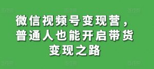 微信视频号变现营，普通人也能开启带货变现之路-优品网赚资源库