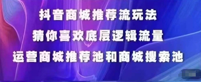 抖音商城运营课程，猜你喜欢入池商城搜索商城推荐人群标签覆盖-优品网赚资源库