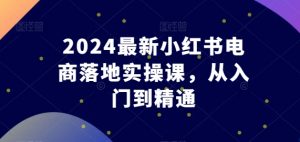 2024最新小红书电商落地实操课，从入门到精通-优品网赚资源库