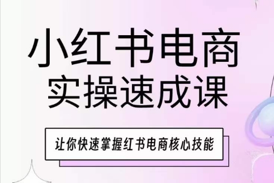 小红书电商实操速成课，让你快速掌握红书电商核心技能-优品网赚资源库