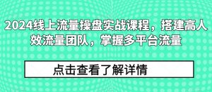 2024线上流量操盘实战课程，搭建高人效流量团队，掌握多平台流量-优品网赚资源库