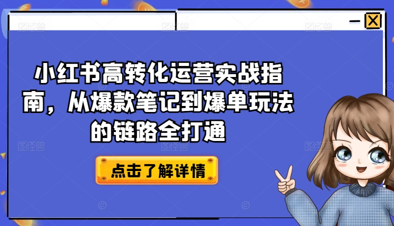小红书高转化运营实战指南，从爆款笔记到爆单玩法的链路全打通-优品网赚资源库