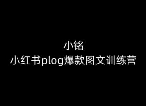 小铭-小红书plog爆款图文训练营,教你从0-1做小红书-优品网赚资源库