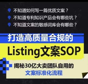 打造高质量合规的Listing文案SOP,掌握亚马逊文案工作的标准化-优品网赚资源库