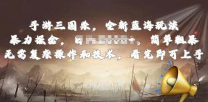 手游三国杀最新蓝海玩法，简单粗暴，无需复杂的操作和技术，看完即可上手【揭秘】-优品网赚资源库