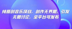 纯原创音乐项目，创作无界限，引发无限讨论，全平台可发布【揭秘】-优品网赚资源库