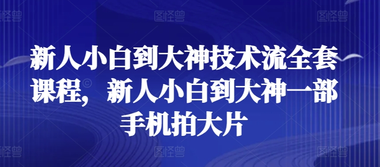 新人小白到大神技术流全套课程,新人小白到大神一部手机拍大片-优品网赚资源库