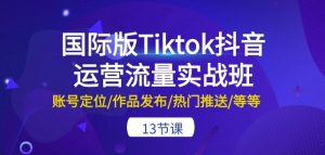 国际版Tiktok抖音运营流量实战班:账号定位/作品发布/热门推送/等等-13节-优品网赚资源库