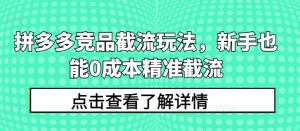 拼多多竞品截流玩法，新手也能0成本精准截流-优品网赚资源库