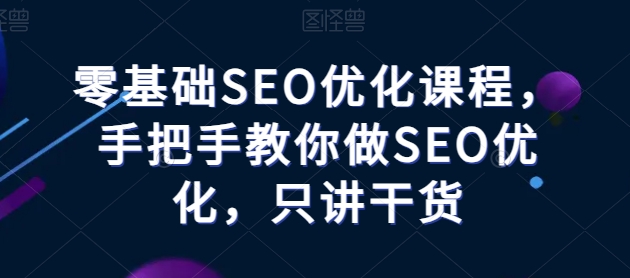 零基础SEO优化课程，手把手教你做SEO优化，只讲干货-优品网赚资源库