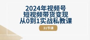 2024年视频号短视频带货变现从0到1实战私教课(31节视频课)-优品网赚资源库