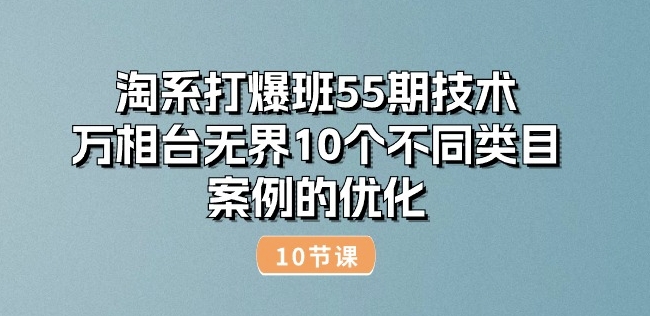 淘系打爆班55期技术：万相台无界10个不同类目案例的优化(10节)-优品网赚资源库