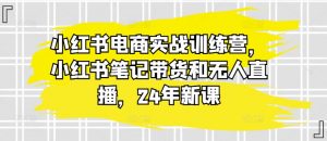 小红书电商实战训练营，小红书笔记带货和无人直播，24年新课-优品网赚资源库