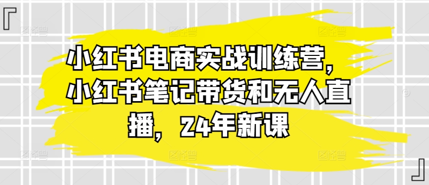 小红书电商实战训练营，小红书笔记带货和无人直播，24年新课-优品网赚资源库