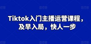Tiktok入门主播运营课程，及早入局，快人一步-优品网赚资源库