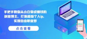 手把手教你从小白变成赚钱的创业博主，打造超级个人ip，实现自由职业梦-优品网赚资源库