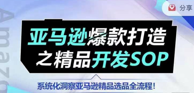 【训练营】亚马逊爆款打造之精品开发SOP，系统化洞察亚马逊精品选品全流程-优品网赚资源库