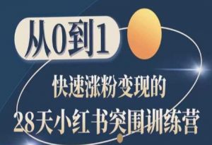 28天小红书突围训练营，从0到1快速涨粉变现-优品网赚资源库
