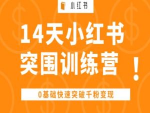14天小红书突围训练营 ，0基础快速突破千粉变现-优品网赚资源库