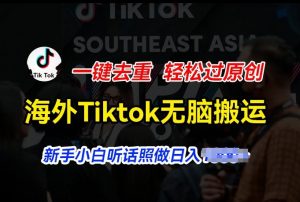 海外Tiktok短视频无脑搬运,一键去重轻松过原创,新手小白听话照做日入几张【揭秘】-优品网赚资源库