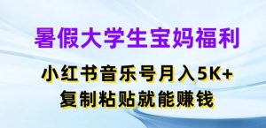 暑假大学生宝妈福利，小红书音乐号月入5000+，复制粘贴就能赚钱【揭秘】-优品网赚资源库