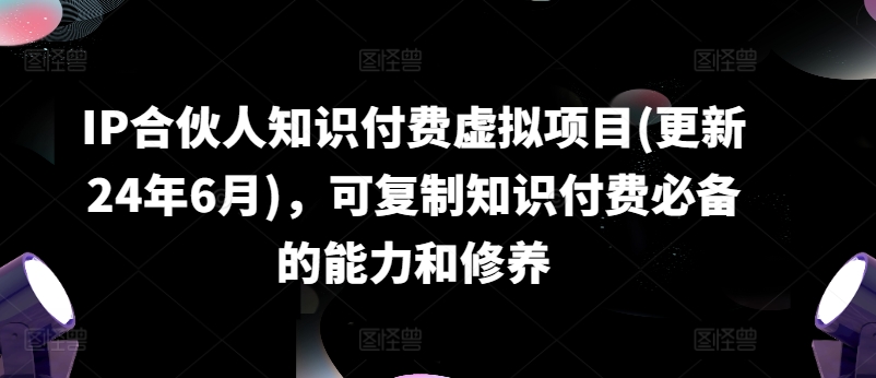 IP合伙人知识付费虚拟项目(更新24年6月)，可复制知识付费必备的能力和修养-优品网赚资源库