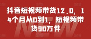 抖音短视频带货12.0，14个月从0到1，短视频带货90万件-优品网赚资源库