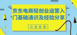 京东电商轻创业运营入门基础通识及经验分享-优品网赚资源库