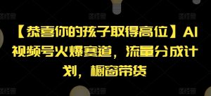 【恭喜你的孩子取得高位】AI视频号火爆赛道，流量分成计划，橱窗带货【揭秘】-优品网赚资源库