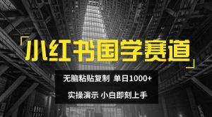 小红书国学赛道，无脑粘贴复制，单日1K，实操演示，小白即刻上手【揭秘】-优品网赚资源库