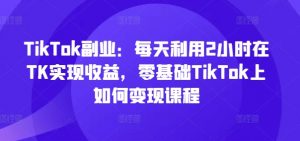 TikTok副业：每天利用2小时在TK实现收益，零基础TikTok上如何变现课程-优品网赚资源库