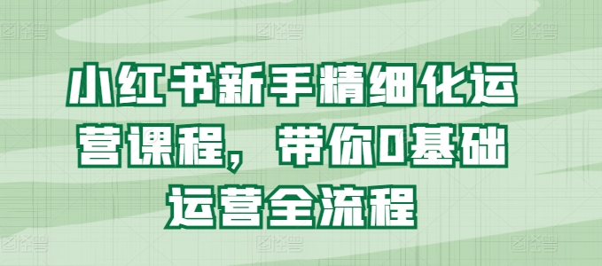 小红书新手精细化运营课程,带你0基础运营全流程-优品网赚资源库