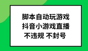 脚本自动玩游戏，抖音小游戏直播，不违规不封号可批量做【揭秘】-优品网赚资源库