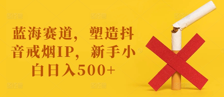 蓝海赛道，塑造抖音戒烟IP，新手小白日入500+【揭秘】-优品网赚资源库