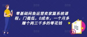 零基础闲鱼运营卖家篇系统课程，门槛低，0成本，一个月多赚个两三千多的零花钱-优品网赚资源库