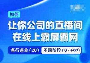 企业矩阵直播霸屏实操课，让你公司的直播间在线上霸屏霸网-优品网赚资源库